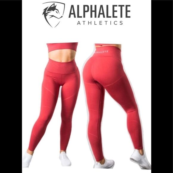 ALPHALETE Revival Leggings Coral Red high waisted Sz XS - Picture 1 of 12